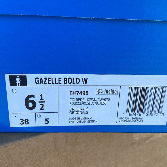 adidas Gazelle Bold Red with Pink Stripes Women's Shoes - Picture 2 of 5